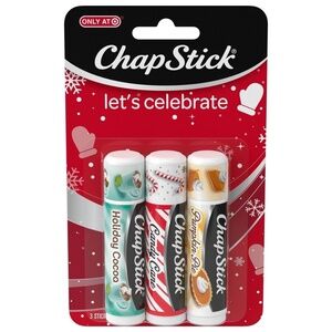 Chap Stick Holiday Collection Lip Balm 3-Pk Holiday Cocoa/Candy Cane/Pumpkin Pie